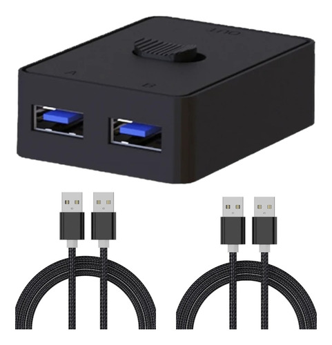 Conmutador Usb 3.0 + 2 Cables Comparte Dispositivos En 2 Pc