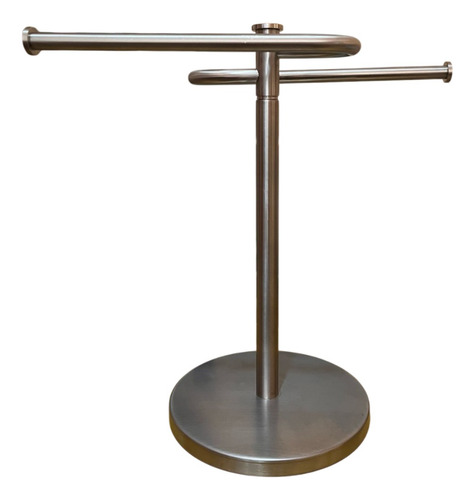 Toallero Porta Toallas Mesada Inoxidable Sin Agujeros Doble Plateado