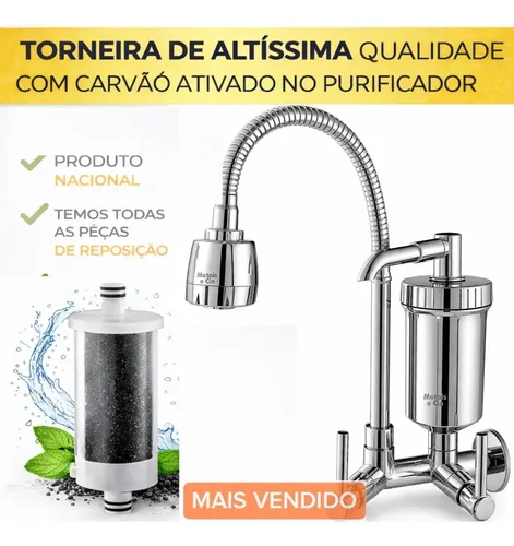 Torneira Com Filtro Purificador Agua Bica Flexível Gourmet para C...
