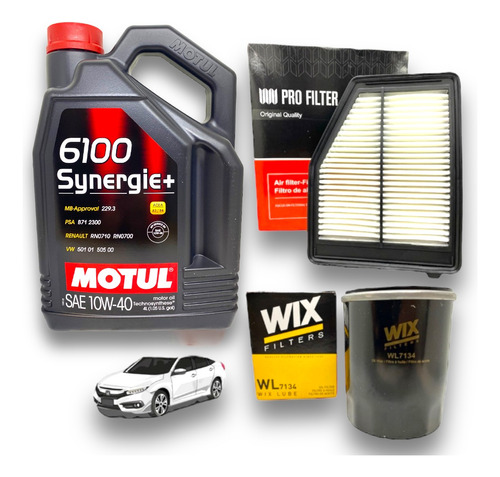 Kit Service Filtros + Aceite Motul 10w40 Honda Civic 1.8 12+