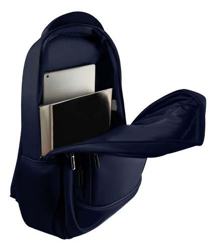Mochila Para Laptop 15.6-17 Gran Capacidad Essentials Perfect Choice Color Azul Oscuro Diseño De La Tela Lisa
