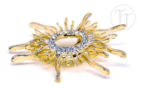Imagen 4 de 6 de Prendedor Sol Gold Filled 14k Zirconias Cz
