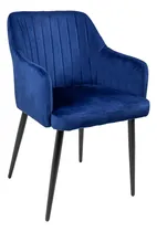 Comprar Set 2 Sillas Comedor Sillones Terciopelo Acolchadas Modernas Estructura de la silla Negro Asiento Azul