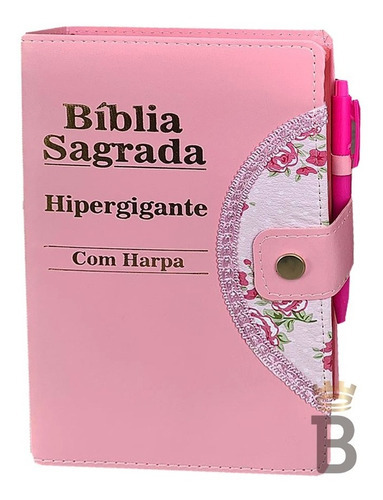 Bíblia Sagrada Feminina Letra Hipergigante - Rosa - C/ Harpa