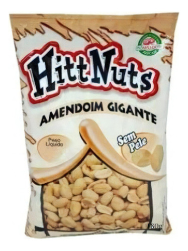 Pacote Amendoim Sem Pele Gigante 180g - Hittnuts