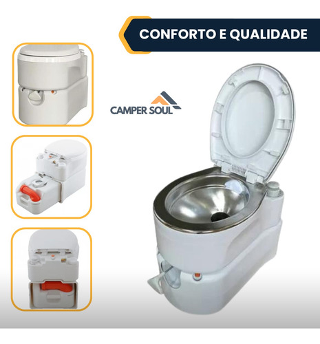 Vaso Sanitário Cassete Slim Portátil 24l Motorhome Trailer