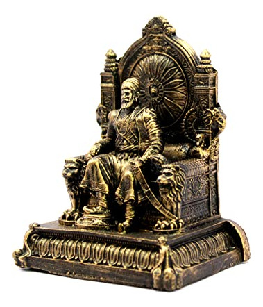 Estatua Chhatrapati Shivaji Maharaj En Resina Dorada 12 Cm