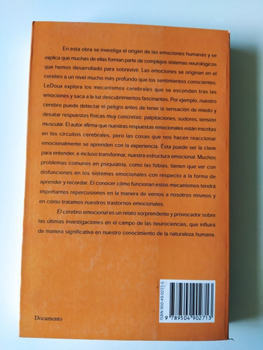 El Cerebro Emocional: Ninguno, De Joseph Ledoux. Serie Ninguna, Vol. 1. Editorial Ariel-planeta, Tapa Blanda, Edición Ariel-planeta En Español, 1999