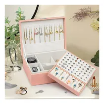 Comprar Joyero Organizador De Joyas Relojes Cofre Con Llave Rosado