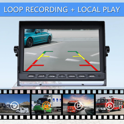 Rv Backup Camera System With 9 Quad Split 1080p Monitor For