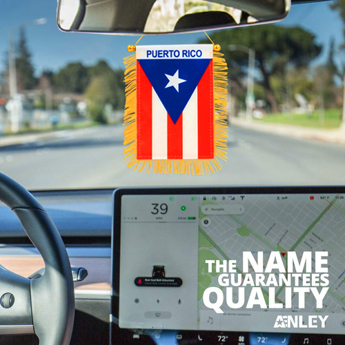 Bandera Anley Puerto Rico Con Flecos Para Colgar En Ventana,