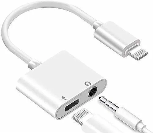 Adaptador de auriculares Lightning a 3,5 mm Jack AUX Audio Dongle para iPhone 13//XS//X 8 7 adaptador para auriculares compatible con todos los sistemas iOS 2 en 1