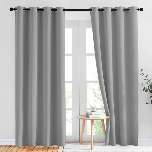 2pcs Cortina Blackout Premium Aislante 135x225cm Gris Claro