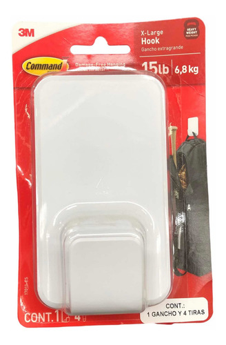 Gancho Command Multiuso Xxl Extra Fuerte Carga Máxima 6.8kg