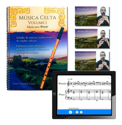 Música Celta Volume 1 Para Tin Whistle + Player Das Partituras + Vídeos Demonstrativos