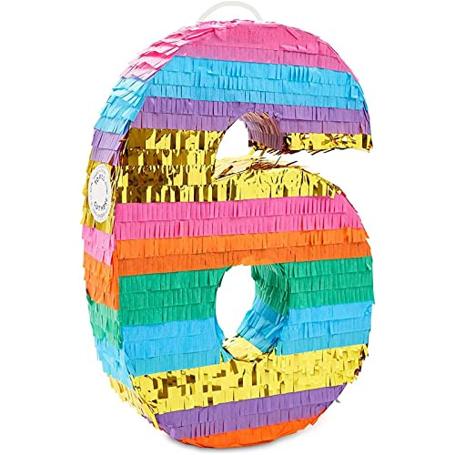Piñata De Arcoíris Número 6 A Rayas Para Niños De 6 Año
