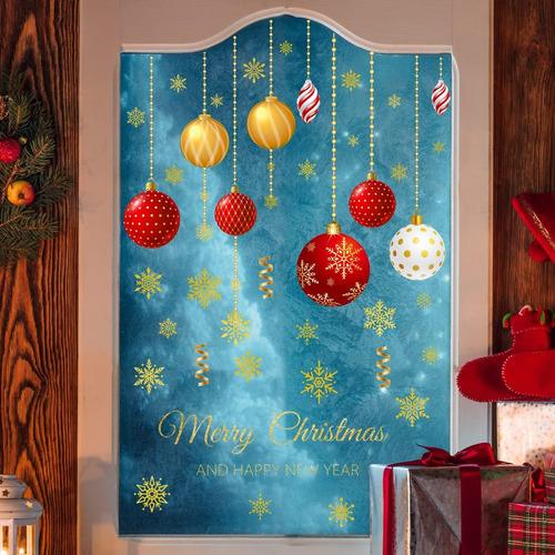 Calcomanías De Pared Navideña Bombilla De Navidad Remolinos