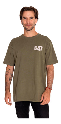 Polera Manga Corta Hombre Embroidered Verde Cat