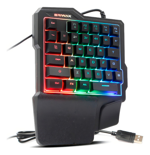 Teclado Uma Mão Usb Rgb Multimídia Pc Notebook Game Jogo Idioma Português Brasil