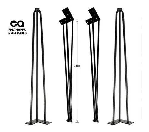 Imagen 2 de 5 de Pata Mesa Base Mueble Diagonal 71cm Metálica X 4unds