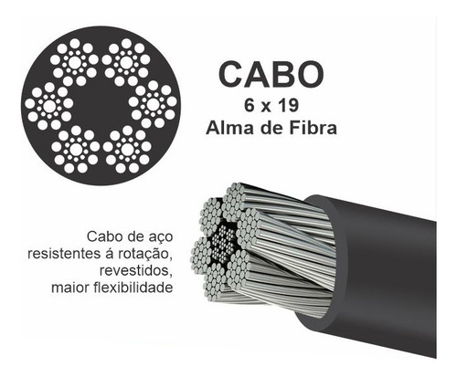 Kit Cabo De Aço 1/8 Com Terminal E Bolinha Para Academia 50m
