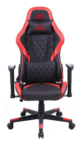 Silla de escritorio Redragon Gaia C211 gamer ergonómica  negra y roja con tapizado de cuero sintético