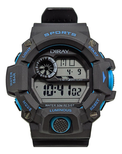 Relógio Pulso Esportivo 5atm Diray Digital Preto/azul