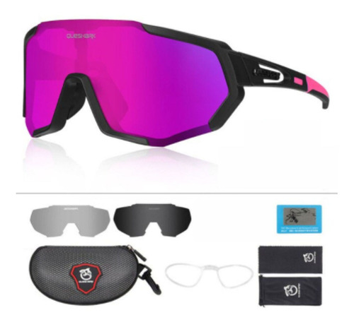 Óculos Esportivo - Bike, Corrida - 4 Lentes - Queshark Cor Lente Pink