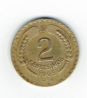 Moneda De Chile, 2 Centésimos De Escudo, 1965.  Jp