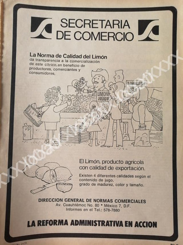 Cartel Secretaria De Comercio 1980 Calidad Del Limon 23
