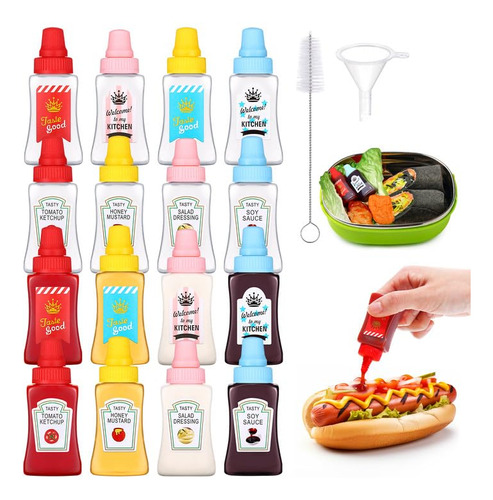 Hoemwarm 16 Pcs Mini Ketchup Botellas,25ml Condiment Tcx13