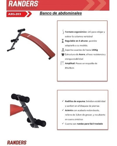 Imagen 4 de 7 de Banco De Abdominales Arg-203 Randers + Mini Bike Jy-8207