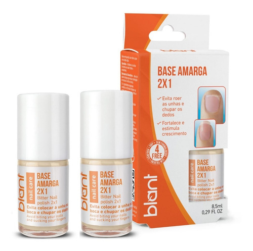 Kit 2 Base Amarga Inibidora Blant Parar De Roer Unhas Rápido