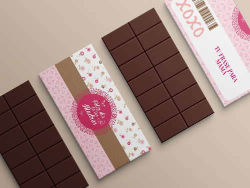 Diseños Etiquetas Chocolates Día De La Madre Sublimación P78