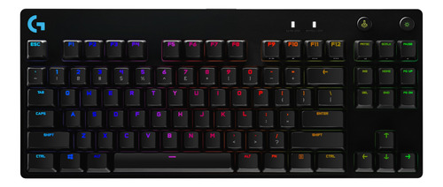 Teclado gamer Logitech G Pro X QWERTY GX Blue Clicky inglês US cor preto com luz RGB