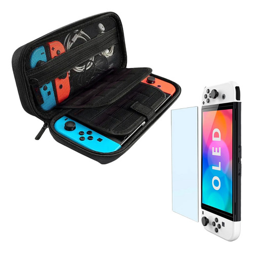 Kit 2-1 Funda Nintendo Switch + Vidrio Templado Oled 9h