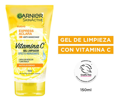 Gel Limpiador Garnier Vitamina C 150ml Piel Mixta Mixta Día/noche