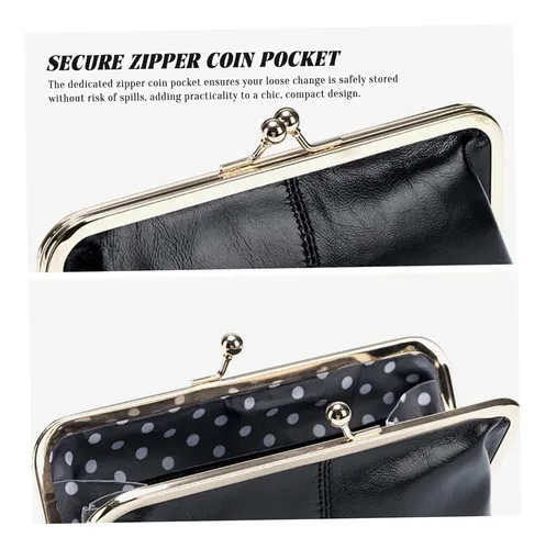 1 Kiss Lock Wallet For Women, Vintage Dark Green Leather