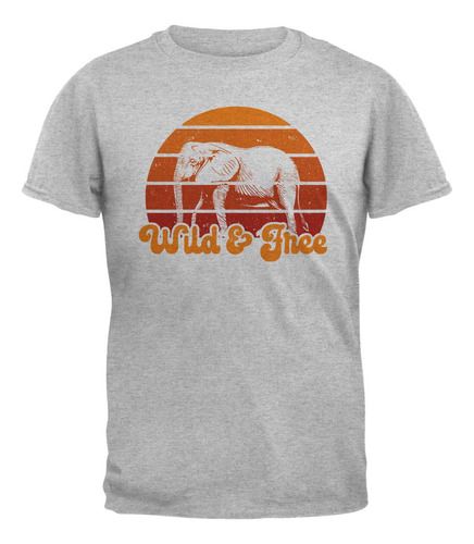 Elefante Salvaje Y Libre Retro Sun Camiseta Para Heat