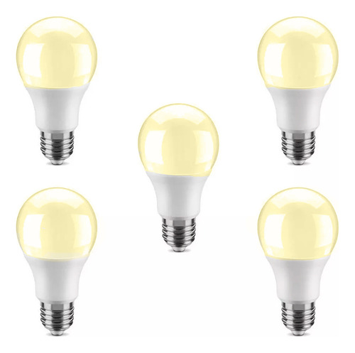 Kit 5 Lâmpadas Led Bulbo 15w Branco Quente Luz Amarela E27 Luz Branco-quente 127/220v