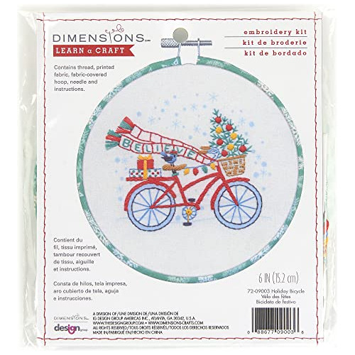 Kit De Bordado De Bicicleta Navideña, 6  D, Multicolor...