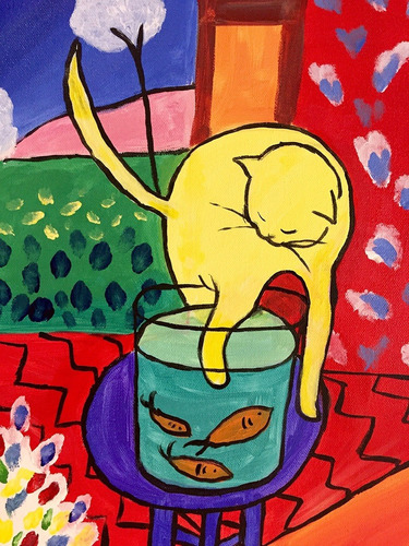 Cuadro Canvas Bastidor Gato De Los Peces Rojos Matisse 37x50
