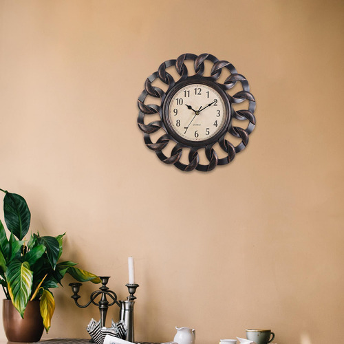 Reloj De Pared Retro Números Arábigos Silencio Para Negro