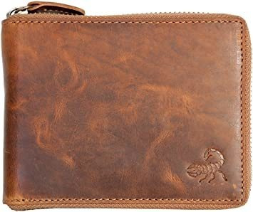 Cartera De Cuero Genuino Fuerte Natural De Los Hombres Con