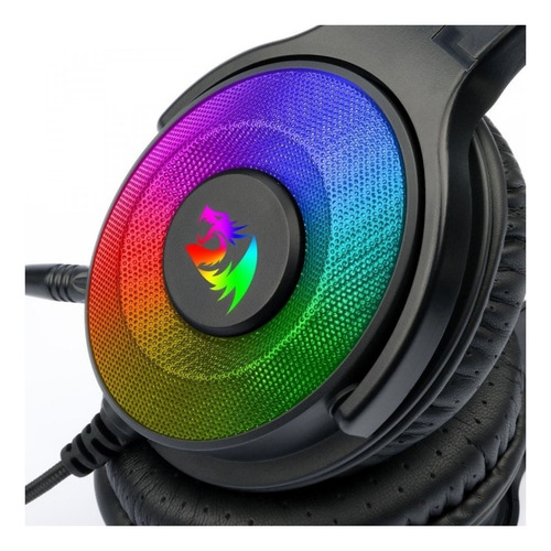 Audífonos gamer Redragon Pandora 2 negro con luz rgb LED