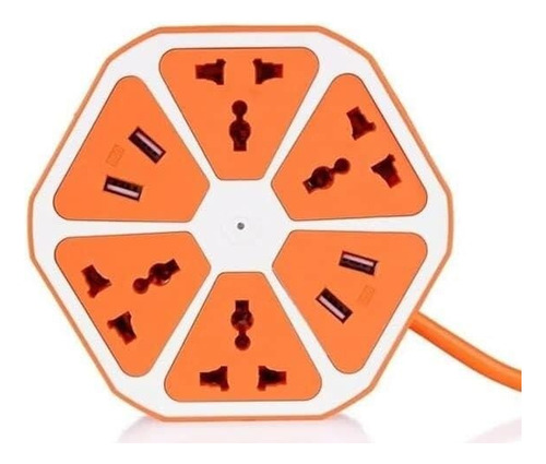 Multicontacto Octagonal Con 4 Salidas Usb Y 4 Universales Naranja