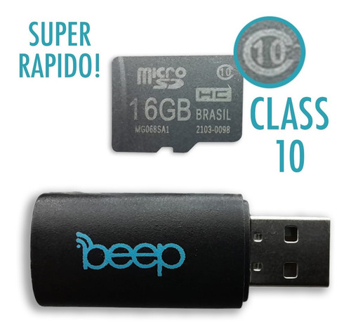 Imagem 2 de 5 de Kit Com 3 Cartão De Memória Beep 16gb Class 10 2x1 Atacado