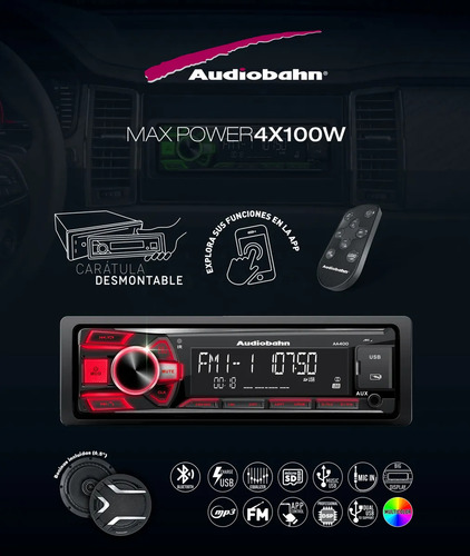 Autoestereo Bluetooth Con Bocinas Audiobahn Aa400 Combo Usb