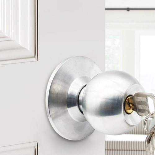 Pomo De Puerta De Acero Inoxidable Con Cerradura Y 3 Llaves
