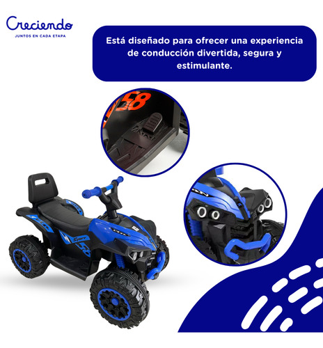 Cuatriciclo A Batería 6v Bluetooth Barra De Empuje Y Música